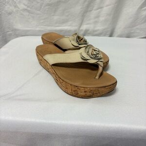 Crocs A-Leigh or Croc Leigh leather flip-flop sandals in cork-style platform